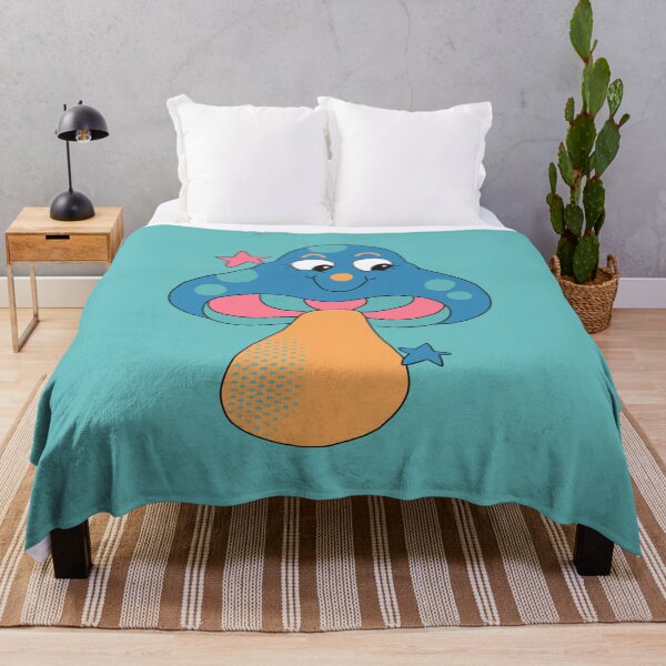 Item preview, Happy Face Retro Mushroom (Blue) designed and sold by yellowflowerhut.