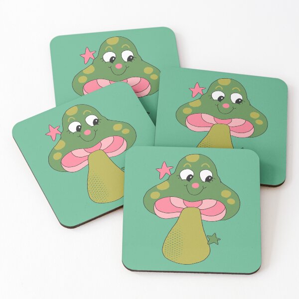 Item preview, Happy Face Retro Mushroom (Green) designed and sold by yellowflowerhut.
