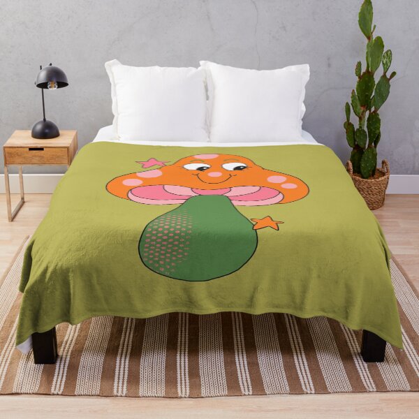 Item preview, Happy Face Retro Mushroom (Orange) designed and sold by yellowflowerhut.
