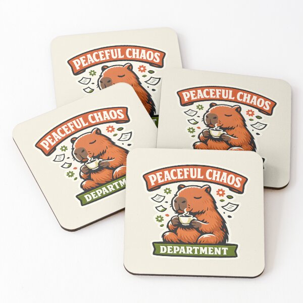 Item preview, Peaceful Chaos Department Capybara Shirt – Funny Introvert Tea Lover Retro Office Humor Graphic Tee designed and sold by  MAD's Recreation Studio.