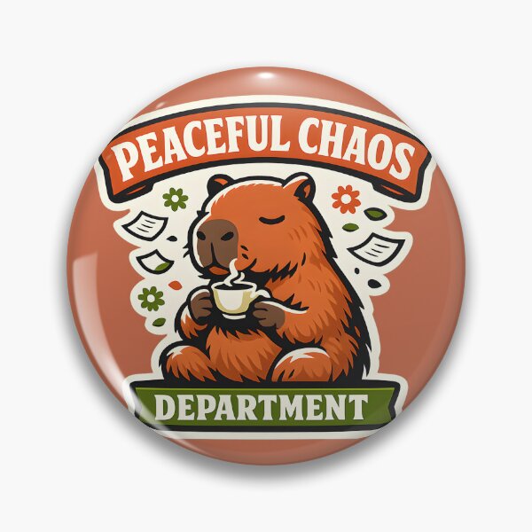 Item preview, Peaceful Chaos Department Capybara Shirt – Funny Introvert Tea Lover Retro Office Humor Graphic Tee designed and sold by Artistry in Motion by MADsrecreation.