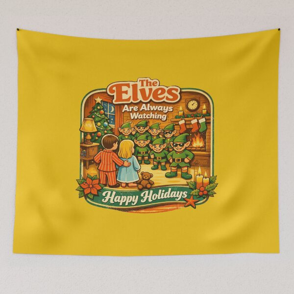 Item preview, The Elves Are Always Watching Funny Christmas Retro designed and sold by Log77.