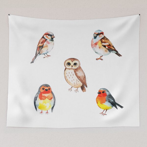 Item preview, Watercolor Bird Sticker Set | Robin Owl Sparrow | Filora Atelier Art designed and sold by Filora Atelier | Bird Art.