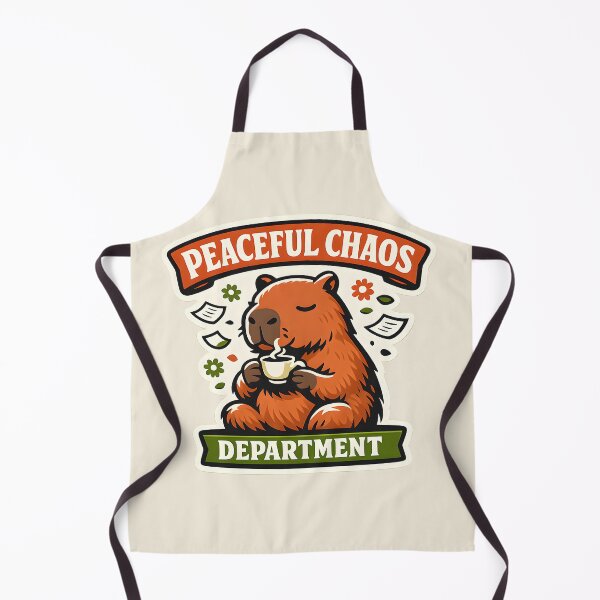 Item preview, Peaceful Chaos Department Capybara Shirt – Funny Introvert Tea Lover Retro Office Humor Graphic Tee designed and sold by Artistry in Motion by MADsrecreation.