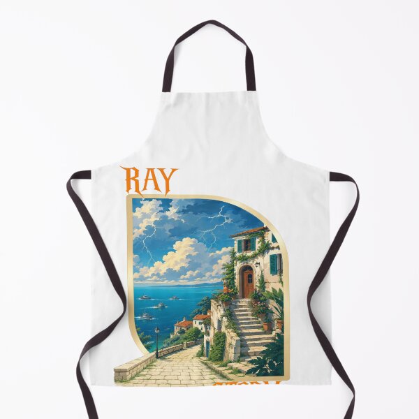 Item preview, Storm Coastal Village Graphic T-Shirt | Mediterranean Ocean Landscape Art designed and sold by RAYapparel.