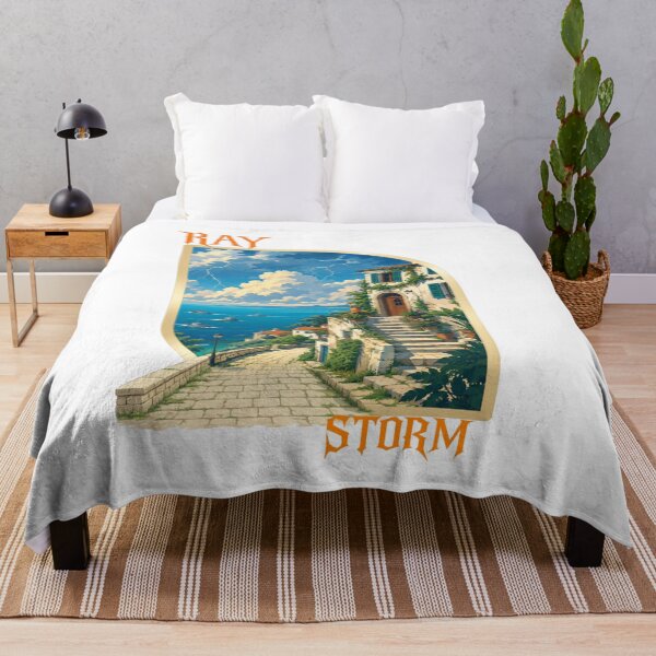 Item preview, Storm Coastal Village Graphic T-Shirt | Mediterranean Ocean Landscape Art designed and sold by RAYapparel.