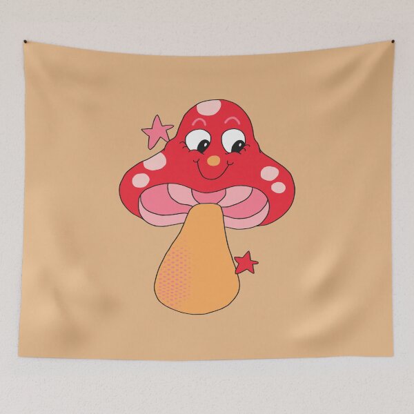 Item preview, Happy Face Retro Mushroom (Red) designed and sold by yellowflowerhut.