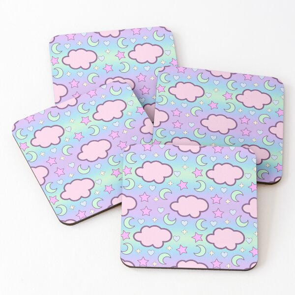 Item preview, Pastel Clouds, Moon, Stars and Hearts rainbow pattern  designed and sold by Akikoart7.