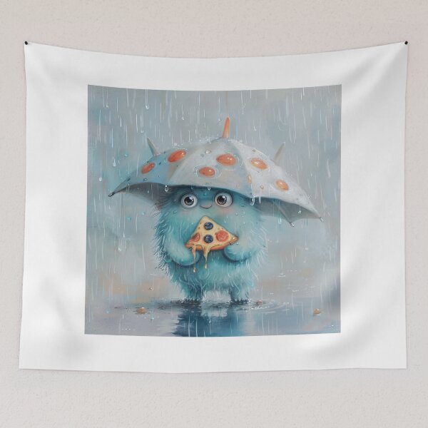 Item preview, Cute Monster Using Pizza as Umbrella designed and sold by OopsIDrewIt.