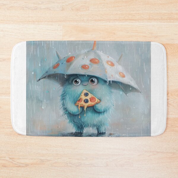 Item preview, Cute Monster Using Pizza as Umbrella designed and sold by OopsIDrewIt.