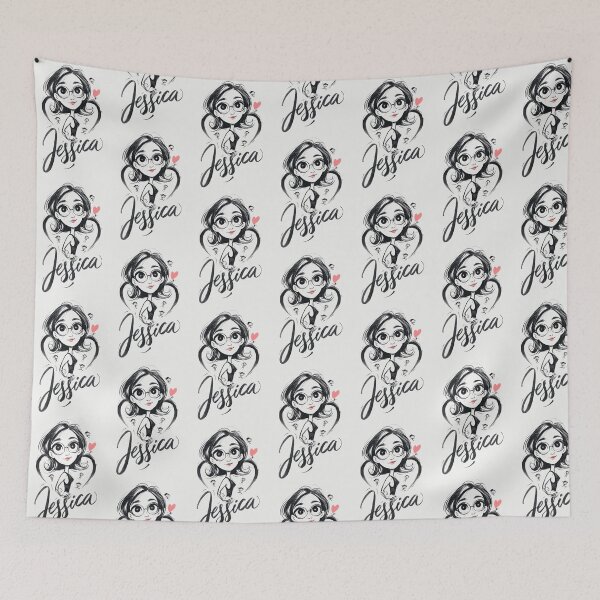 Item preview, Personalized Jessica Cat Portrait Gift for Her - Custom Name Cute Illustration designed and sold by PixelQ.
