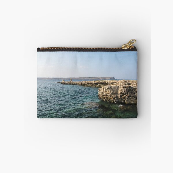 Item preview, Rocky Coastal Cliffs Over Clear Turquoise Sea With Submerged Rocks and Sunny Sky designed and sold by Nmallia.