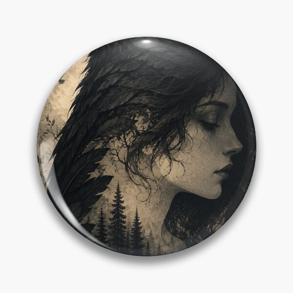 Item preview, Raven Maiden Optical Illusion | Gothic Dark Academia Fantasy Art Print designed and sold by Esterlane.