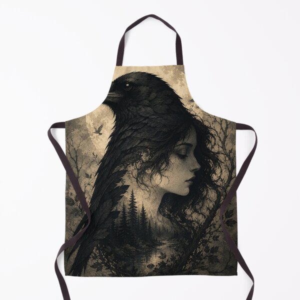 Item preview, Raven Maiden Optical Illusion | Gothic Dark Academia Fantasy Art Print designed and sold by Esterlane.