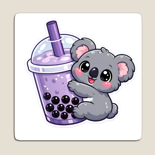 Item preview, Cute Kawaii Koala Hugging Taro Bubble Tea Sticker designed and sold by yanejoy.