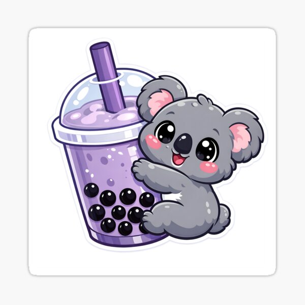 Item preview, Cute Kawaii Koala Hugging Taro Bubble Tea Sticker designed and sold by yanejoy.