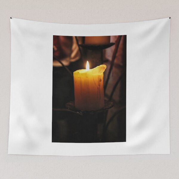Item preview, Warm Candle Flame On Dripping Wax In Dark Room Creating Cozy Spiritual Romantic Mood designed and sold by Nmallia.