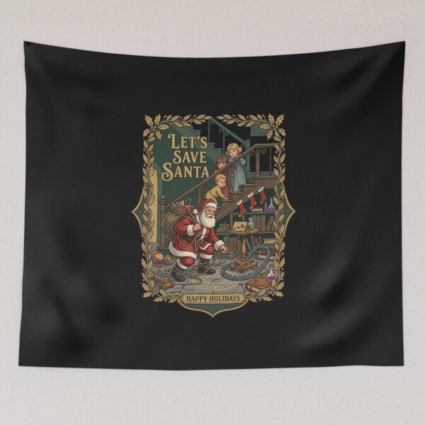 Item preview, Let's Save Santa Funny Retro Christmas Parody designed and sold by Log77.
