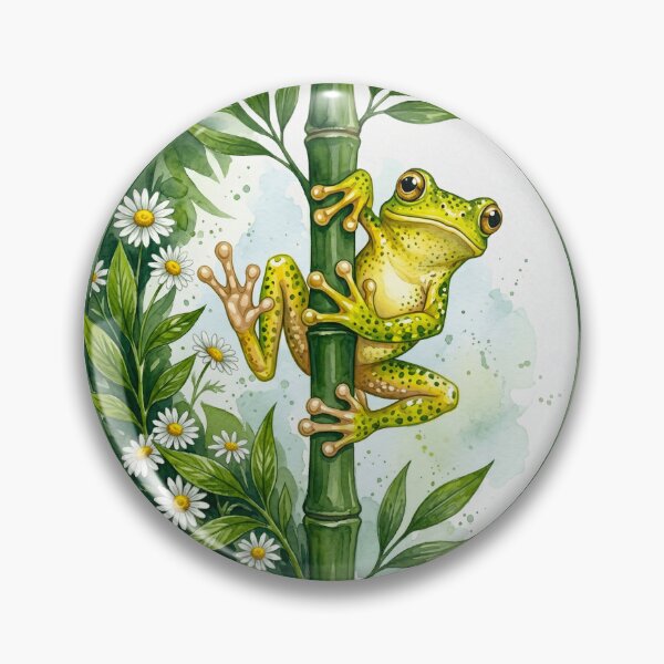 Item preview, Realistic Green Tree Frog - Watercolor Botanical Circle Logo designed and sold by fit-and-fine26.