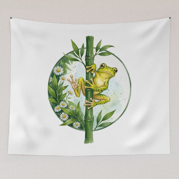 Item preview, Realistic Green Tree Frog - Watercolor Botanical Circle Logo designed and sold by fit-and-fine26.