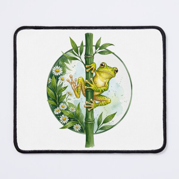 Item preview, Realistic Green Tree Frog - Watercolor Botanical Circle Logo designed and sold by fit-and-fine26.