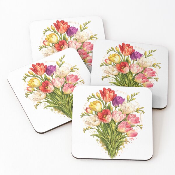 Item preview, Colorful Tulip Bouquet – Botanical Spring Floral Art designed and sold by Clothes With Smiling Animals Walt Gral.