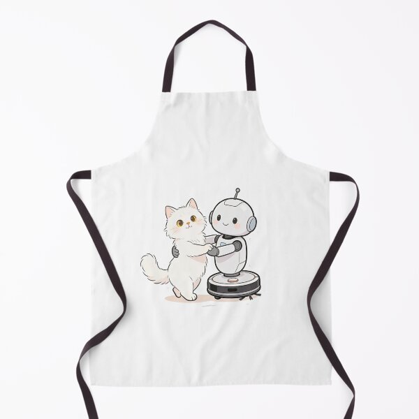 Item preview, Cute Cat and Robot Dancing Waltz Hug – Minimal Cartoon Illustration designed and sold by OksArtStudio.