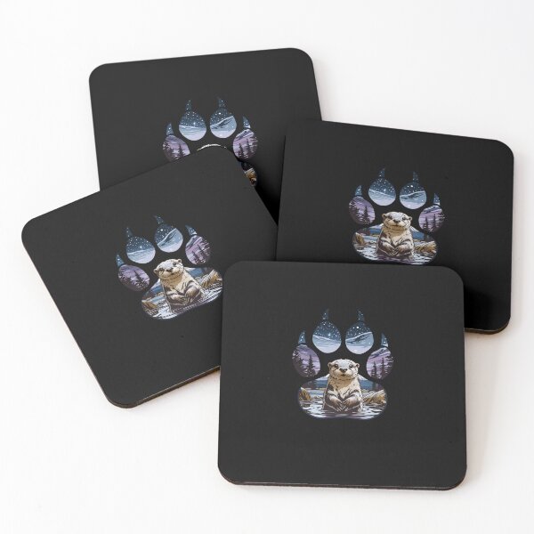 Item preview, Otter Paw Print River Landscape designed and sold by Timowo Studio | Fine Line Wildlife Art & Modern Nature Graphics.