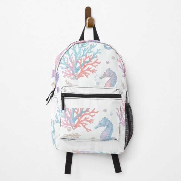 Item preview, Pastel Watercolor Seahorse and Coral Reef Pattern designed and sold by artbywafa2025.
