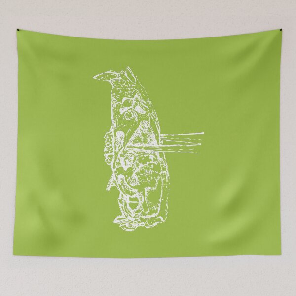 Item preview, Rat Skull & Skewers - Light Lines - (#A2C341) designed and sold by The Stippler Process.