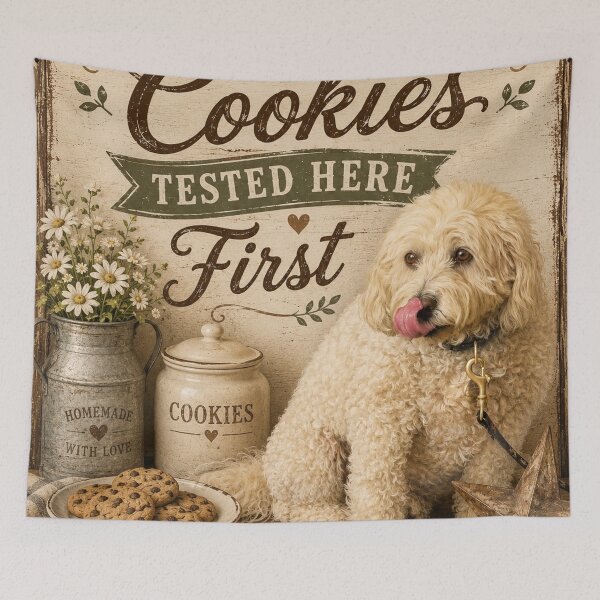Item preview, Fresh Baked Cookies Tested Here First – Farmhouse Dog Kitchen Decor designed and sold by Kimberly Palmer.