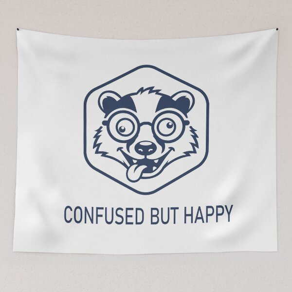 Item preview, Confused But Happy Funny Animal Logo Art designed and sold by MADBULL7.