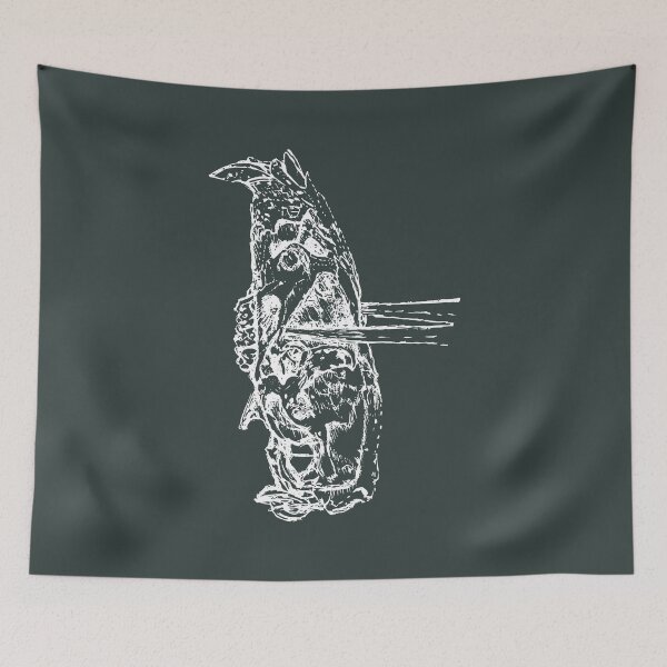 Item preview, Rat Skull & Skewers - Light Lines - (#303D3A) designed and sold by The Stippler Process.