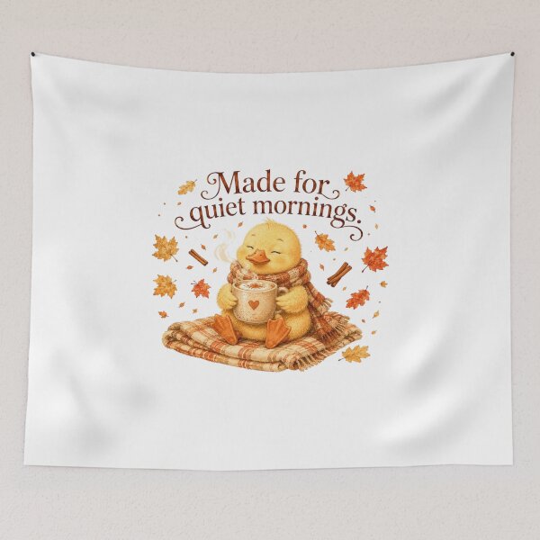 Item preview, Made For Quiet Mornings Cute Duck Autumn Coffee Aesthetic designed and sold by AQUILAKREO.