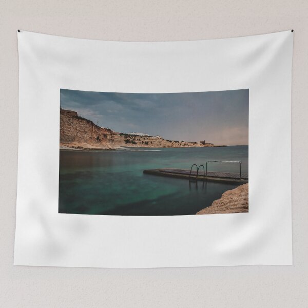 Item preview, Moody Rocky Shoreline and Coastal Harbor Waterfront Along Calm Sea Under Overcast Sky designed and sold by Nmallia.