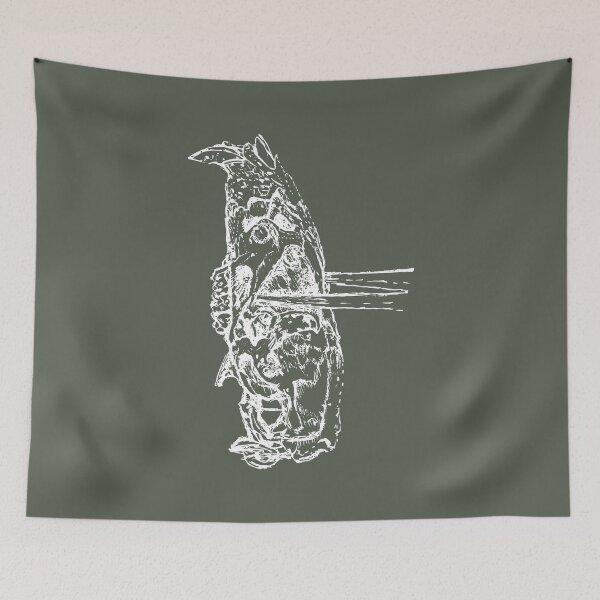 Item preview, Rat Skull & Skewers - Light Lines - (#555D50) designed and sold by The Stippler Process.