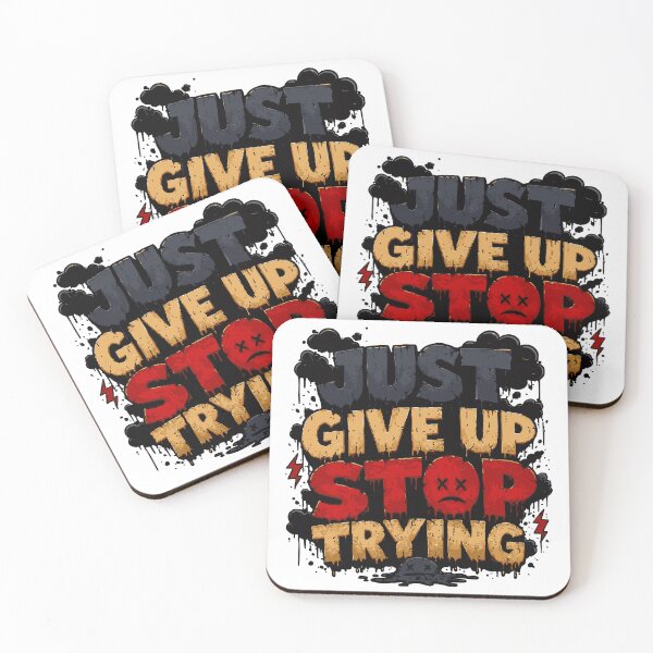 Item preview, Just Give Up Stop Trying – Dark Humor Grunge Typography Design for Sarcastic, Anti-Motivation & Gothic Aesthetic Lovers designed and sold by crackerflake.