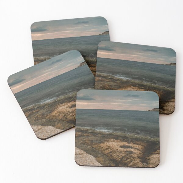 Item preview, Moody Rocky Shoreline and Coastal Harbor Waterfront Along Calm Sea Under Overcast Sky designed and sold by Nmallia.