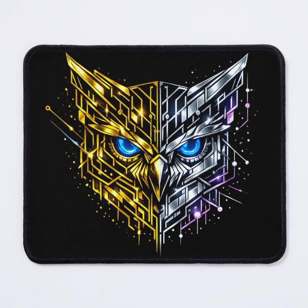 Item preview, Cyberpunk Owl – Geometric Gold & Silver Lines designed and sold by Naturalite19.