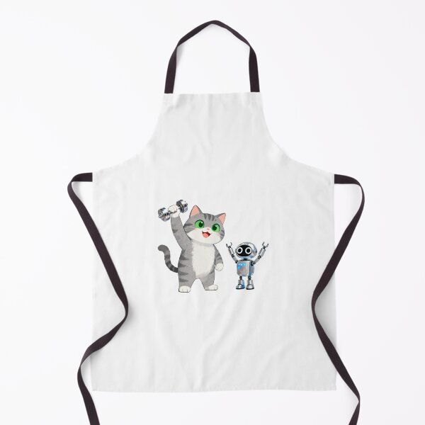 Item preview, Grey Cat vs Robot Strength Challenge – Cute Gym Meme Illustration designed and sold by OksArtStudio.