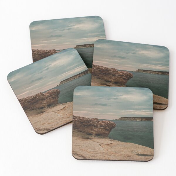 Item preview, Moody Rocky Shoreline and Coastal Harbor Waterfront Along Calm Sea Under Overcast Sky designed and sold by Nmallia.