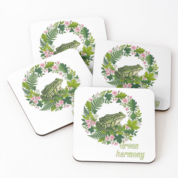 Item preview, Green Harmony Frog - Realistic Botanical Floral Circle Logo designed and sold by fit-and-fine26.