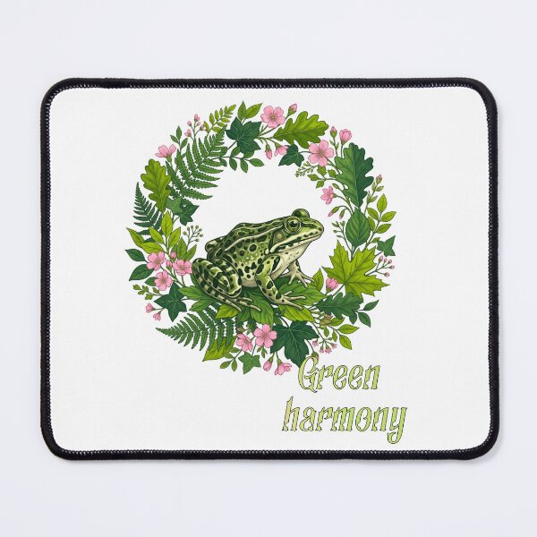 Item preview, Green Harmony Frog - Realistic Botanical Floral Circle Logo designed and sold by fit-and-fine26.
