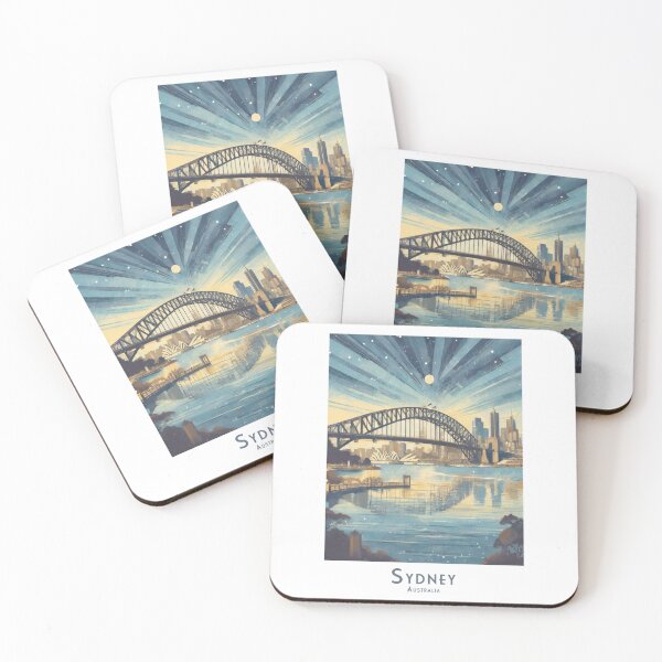 Item preview, Sydney Harbor Bridge Evening Vintage Travel Poster designed and sold by pod24.
