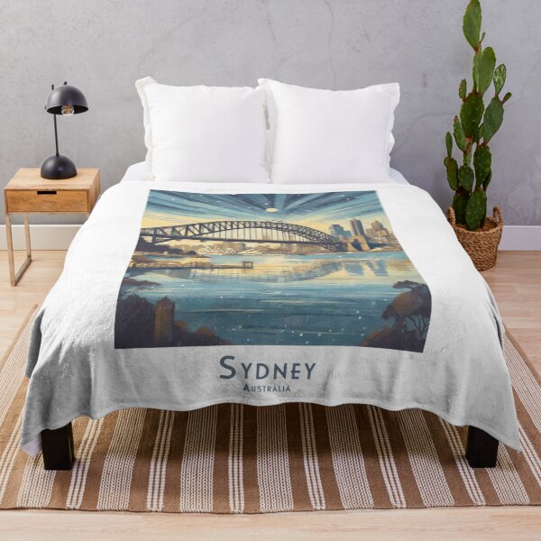 Artikelvorschau, Sydney Harbour Bridge Evening Vintage Travel Poster entworfen und verkauft von pod24.