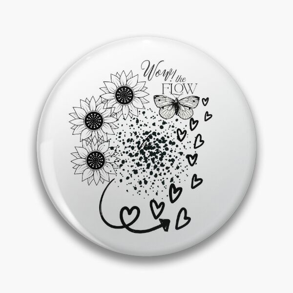 Item preview, Go with the flow, clean and trendy Boho, sunflower and heart graphic with the quote “Wow! The Flow” for essential T-shirts, and other apparel designed and sold by MKTreasures.