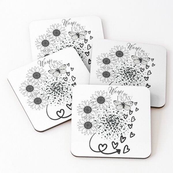 Item preview, Go with the flow, clean and trendy Boho, sunflower and heart graphic with the quote “Wow! The Flow” for essential T-shirts, and other apparel designed and sold by MKTreasures.