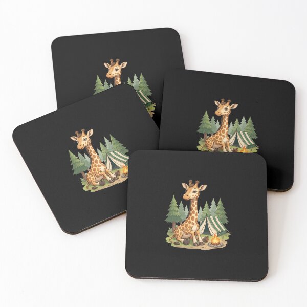 Item preview, Camping Giraffe Forest Adventure designed and sold by Timowo Studio | Fine Line Wildlife Art & Modern Nature Graphics.