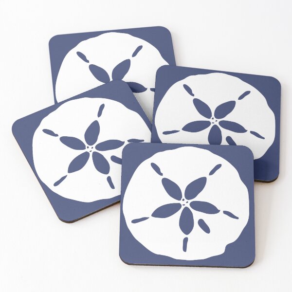 Item preview, Navy Blue and White Sand Dollar SeaShell Coastal Print designed and sold by HotHibiscus.