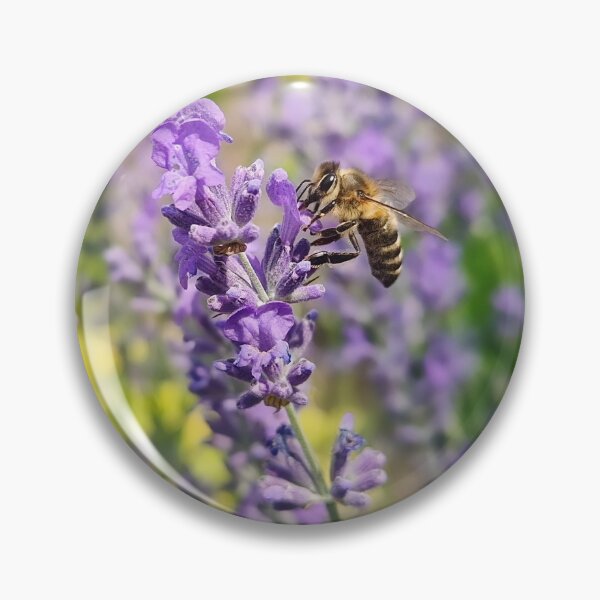 Item preview, honey bee pollinating lavender blossoms designed and sold by psychoshadow.